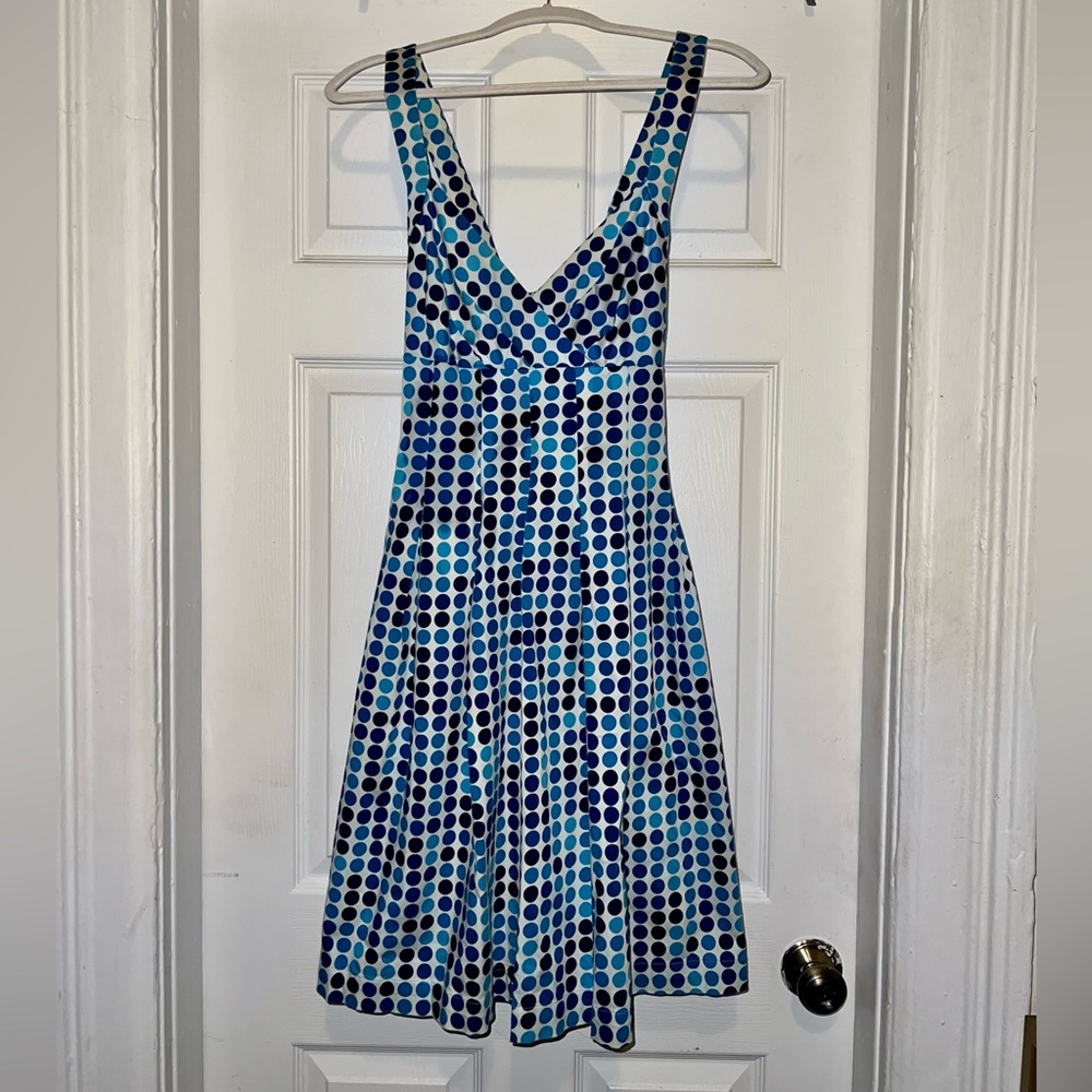 CALVIN KLEIN Polka Dot Cross Back Spring Summer Midi Dress